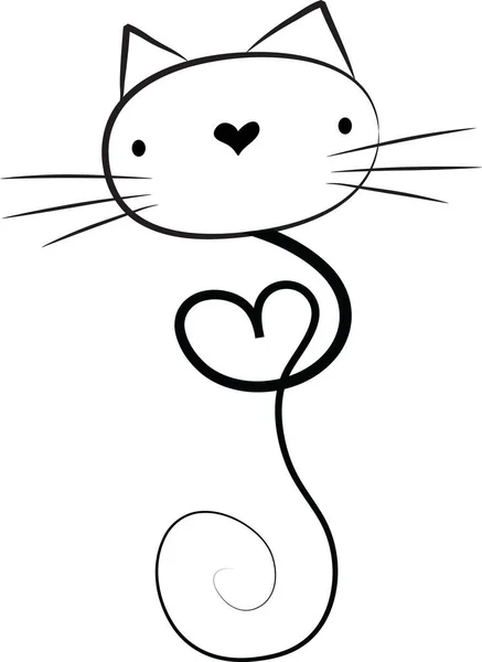 Chat Noir Forme Coeur — Image vectorielle