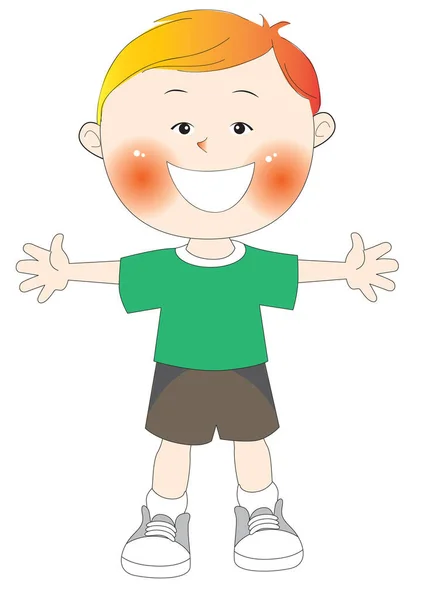 Ilustración Niño Con Una Camisa Verde — Vector de stock