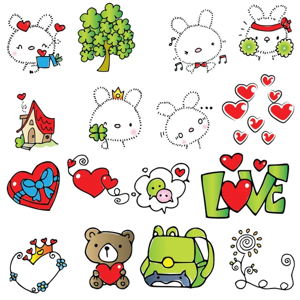 Vector Set Cute Cartoon Animals — Stock Vector