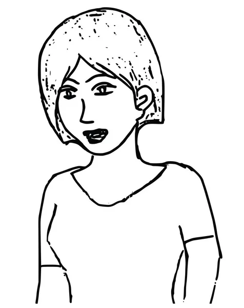Boceto Una Mujer Sobre Fondo Blanco Ilustración Vectorial — Vector de stock
