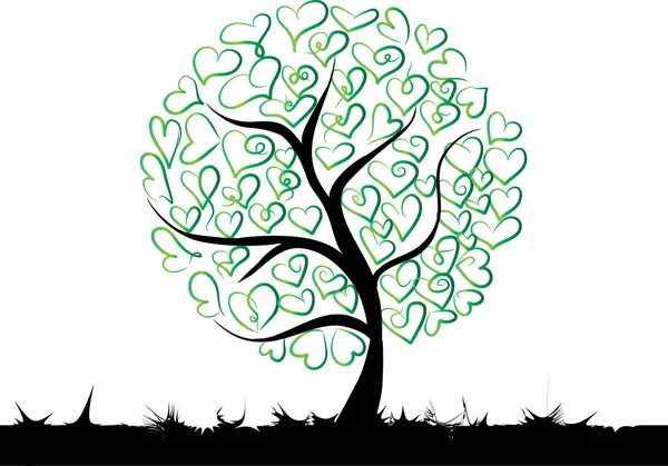 Árbol Vectorial Con Hojas Viento — Vector de stock