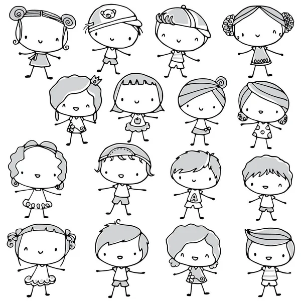 Desenhos Animados Felizes Crianças Vetor Ilustração — Vetor de Stock