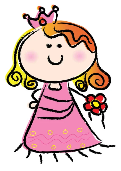 Мила Дівчина Рожевій Сукні — стоковий вектор