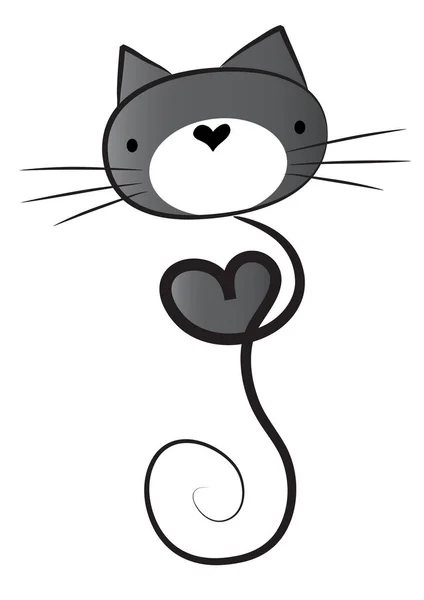 Chat Noir Avec Coeur — Image vectorielle