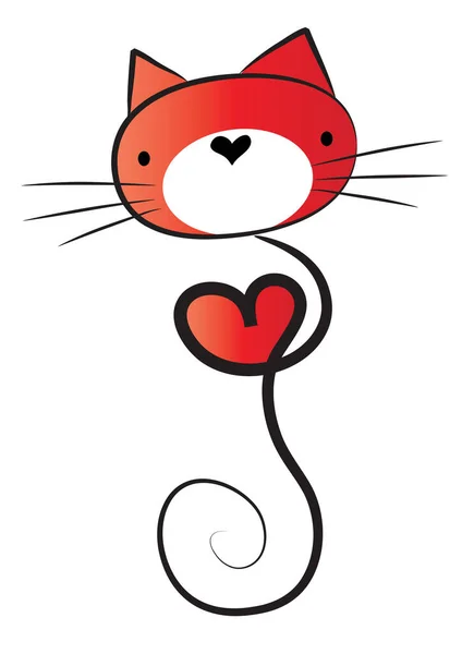 Chat Coeur Sur Fond Blanc — Image vectorielle