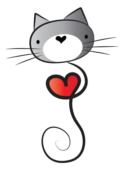 Cat Heart White Background — Stock Vector