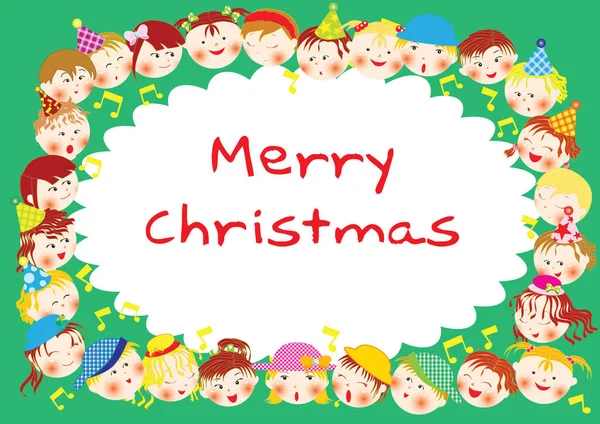 Weihnachtsgrußkarte Mit Niedlichen Cartoon Figuren — Stockvektor