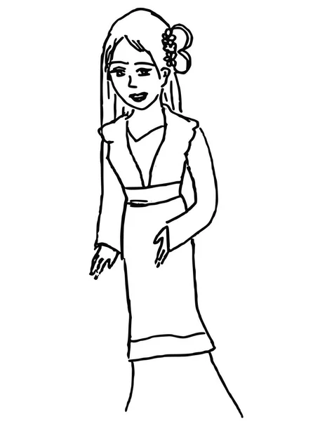 Sketch Girl Dress — Stock Vector