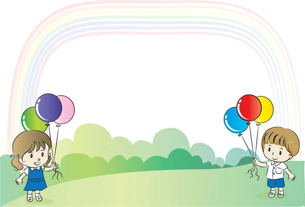 Illustration Kids Balloons — Stock Vector