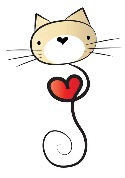 Chat Avec Coeur Sur Fond Blanc — Image vectorielle