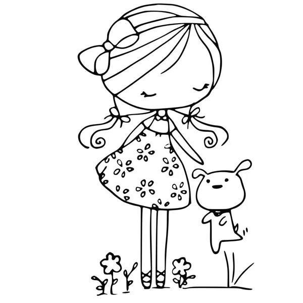 Elbiseli bir kızın vektör çizimi