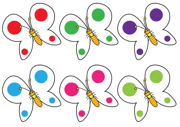 Ilustración Vectorial Conjunto Mariposas Colores — Archivo Imágenes Vectoriales