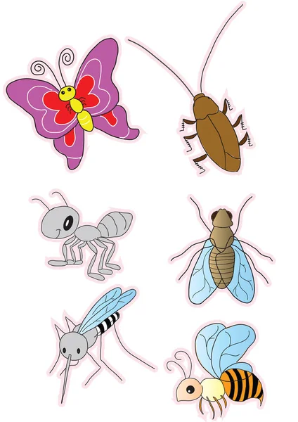 Vector Illustration Set Insects — Stock Vector