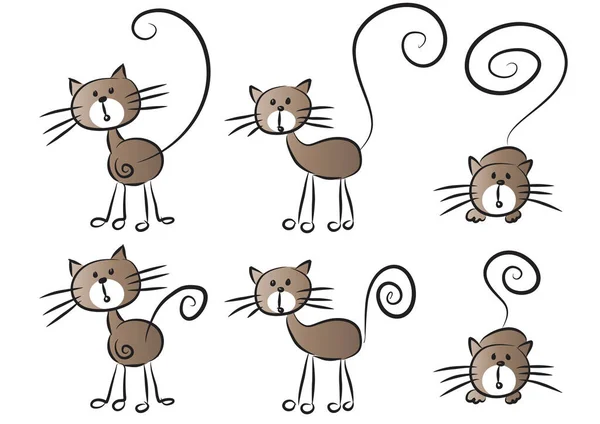 Katze Und Katzen Setzen Vektorillustration — Stockvektor