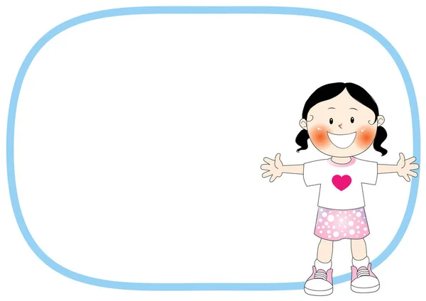 Ilustración Una Niña Sosteniendo Una Pancarta Blanco — Vector de stock