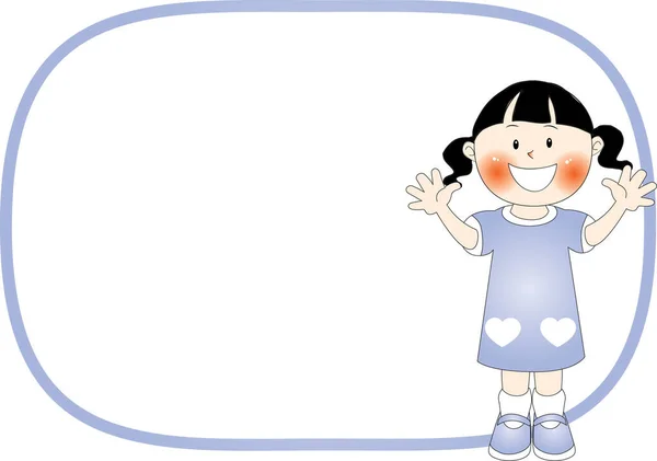 Ilustración Una Chica Con Una Pancarta Blanco — Vector de stock