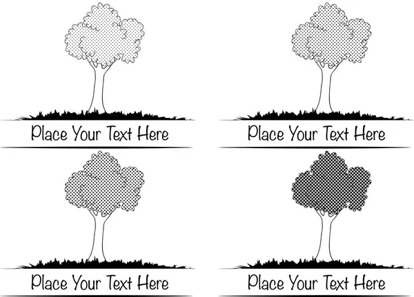 Ensemble Silhouettes Arbres Isolés Sur Fond Blanc — Image vectorielle