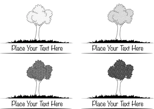 Ensemble Silhouettes Arbres Isolés Sur Fond Blanc — Image vectorielle