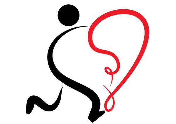 Διανυσματική Σιλουέτα Ενός Ανθρώπου Που Έχει Σχήμα Καρδιάς — Διανυσματικό Αρχείο
