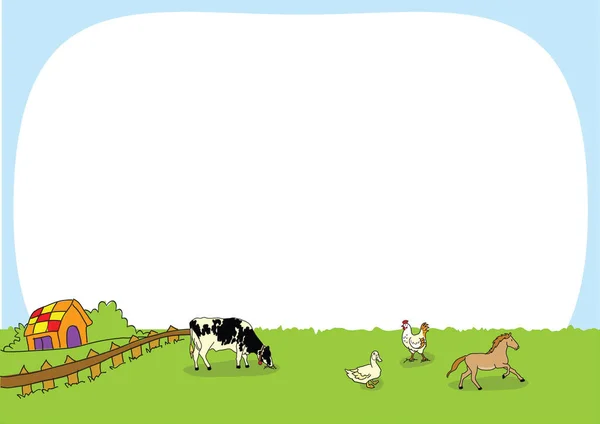 Animal Ferme Dans Champ — Image vectorielle