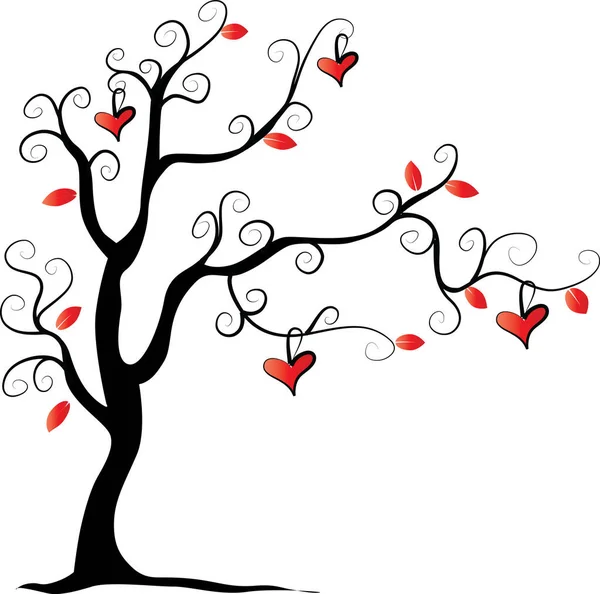 Arbre Vecteur Avec Coeur Fleurs — Image vectorielle