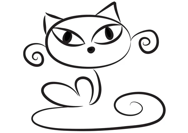 Vector Illustration Cute Cat Cartoon — Stock Vector