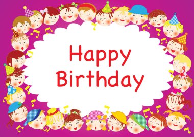 Güzel çizgi film karakterleri olan mutlu yıllar.