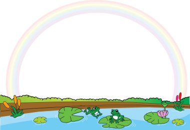 Gökkuşağı ve bataklıklı bir çerçeve çizimi 