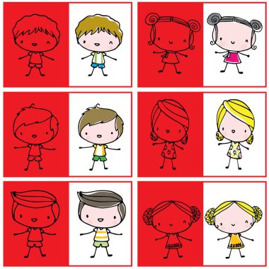 bir grup çocuk çizimi