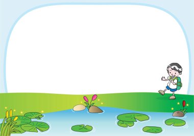 Çimenli yeşil bir alanda çocuklar