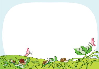 Çimlerle çevrili. vektör illüstrasyonu