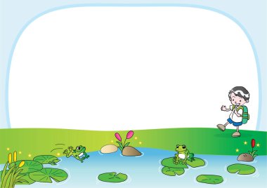 Tarlada bir erkek bebek çizgi filmi.