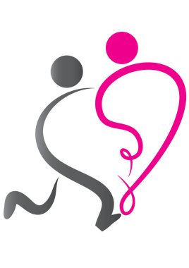 Bir erkek ve kadının pembe ve siyah silueti.