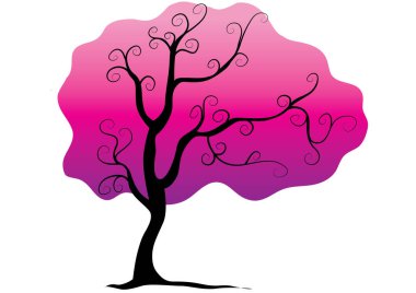 Beyaz arkaplanda izole edilmiş soyut ağaç, vektör