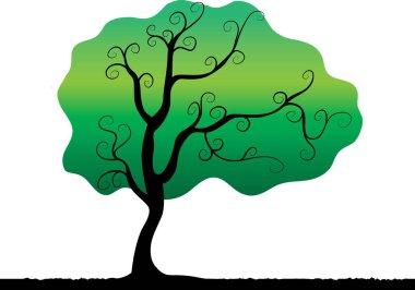 Beyaz arkaplanda izole edilmiş soyut ağaç, vektör