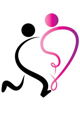 Kalbi olan bir adamın vektör silueti.