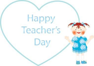 Sevimli küçük kızla Sevgililer Günü kartın kutlu olsun.