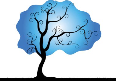 Beyaz arkaplanda izole edilmiş soyut ağaç, vektör