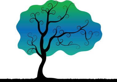 Beyaz arkaplanda izole edilmiş soyut ağaç, vektör