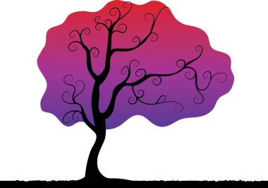 Beyaz arkaplanda izole edilmiş soyut ağaç, vektör