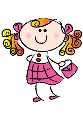 Pembe elbiseli şirin küçük kız.