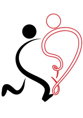 Bir insan ve maymun siluetinin vektör çizimi