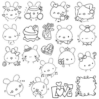 şirin çizgi film hayvanlarının vektör kümesi