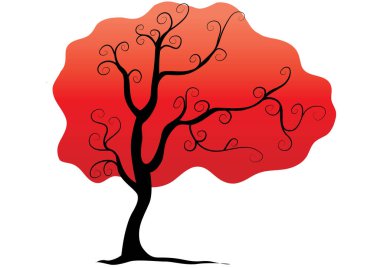 Beyaz arkaplanda izole edilmiş soyut ağaç, vektör