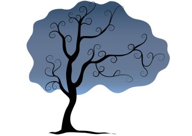 Beyaz arkaplanda izole edilmiş soyut ağaç, vektör