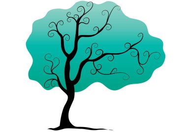 Beyaz arkaplanda izole edilmiş soyut ağaç, vektör