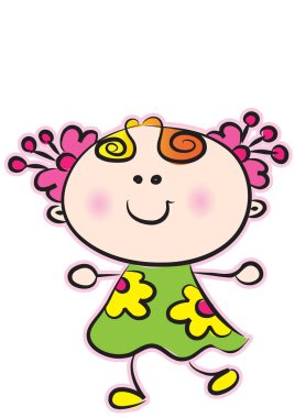 Pembe elbiseli sevimli kız.