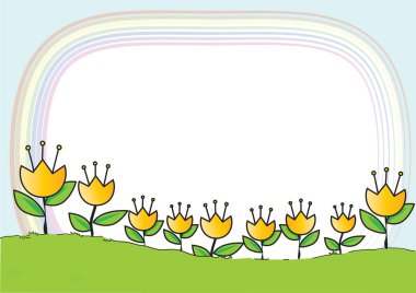 güzel küçük çiçekler, vektör çerçeve tasarımı metin için boşluk