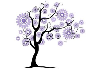 Beyaz arkaplanda izole edilmiş soyut ağaç, vektör