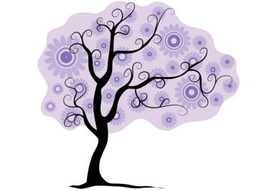 Beyaz arkaplanda izole edilmiş soyut ağaç, vektör